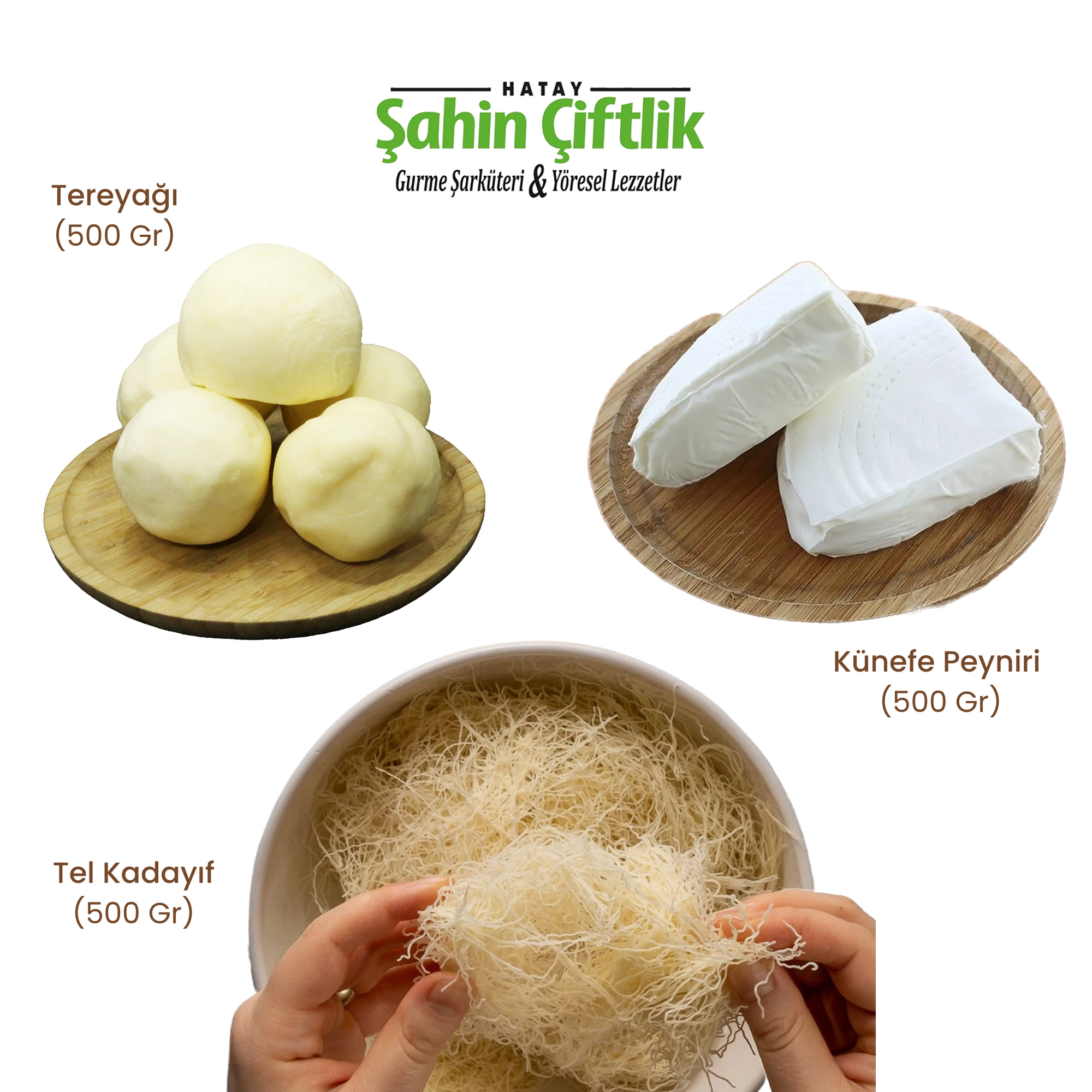 Hatay Künefe Yapım Seti -  500 Gr Peynir, Tereyağı, Tel Kadayıf