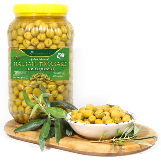 Halhalı (Topakaşı) Kırma Yeşil Zeytin  İri boy 2 Kg