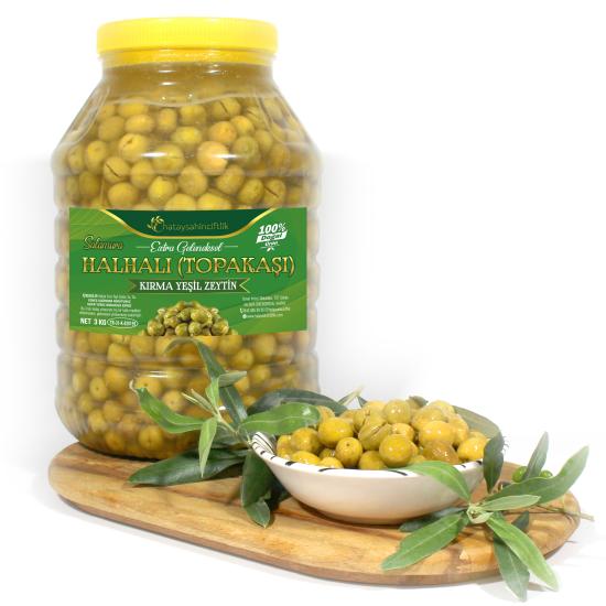 Halhalı (Topakaşı) Kırma Yeşil Zeytin 3KG