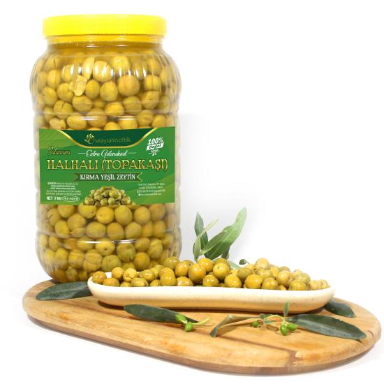 Halhalı (Topakaşı) Kırma Yeşil Orta Boy Zeytin 2KG