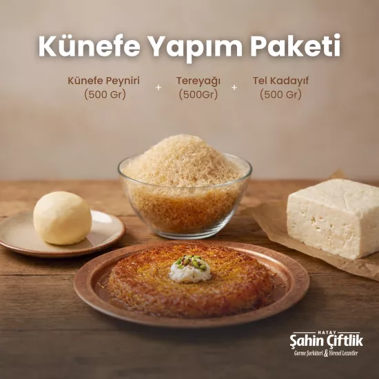 Hatay Künefe Yapım Seti -  500 Gr Peynir, Tereyağı, Tel Kadayıf